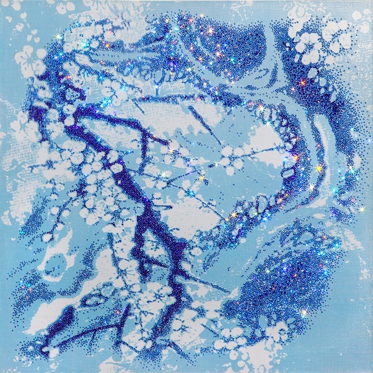 Sapphire Maewha,2014,Mixed Media on canvas & MADE WITH SWAROVSKI® ELEMENTS,80.0 x 80.0 cm